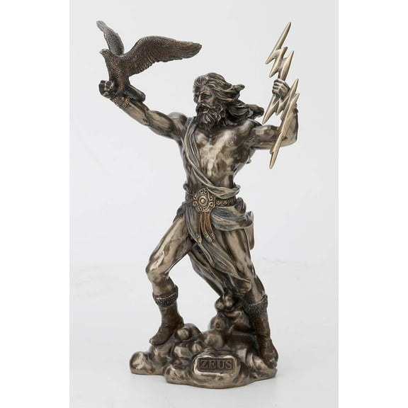 Veronese Design 8 1/2 Inch Greek God Zeus Thunderbolt Strike Cold Cast Resin Antique Bronze Finish Statue Home Decor