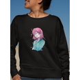 thumbnail image 2 of Manga Schoolgirl Grinning Sweatshirt Women -Image by Shutterstock, Female Medium, 2 of 4