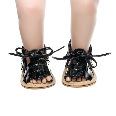 

NEGJ Boys Girls Open Toe Solid Tassels Shoes First Walkers Shoes Summer Toddler Flat Sandals