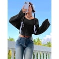 thumbnail image 6 of Women'S Scoop Neck Long Sleeve Sweater Slim Fit Ribbed Knit Solid Fashion Sweater Pullovers Black XS, 6 of 8