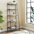 thumbnail image 2 of 72 inch Metal and Grey Wash Wood Ladder Shelf, 2 of 7