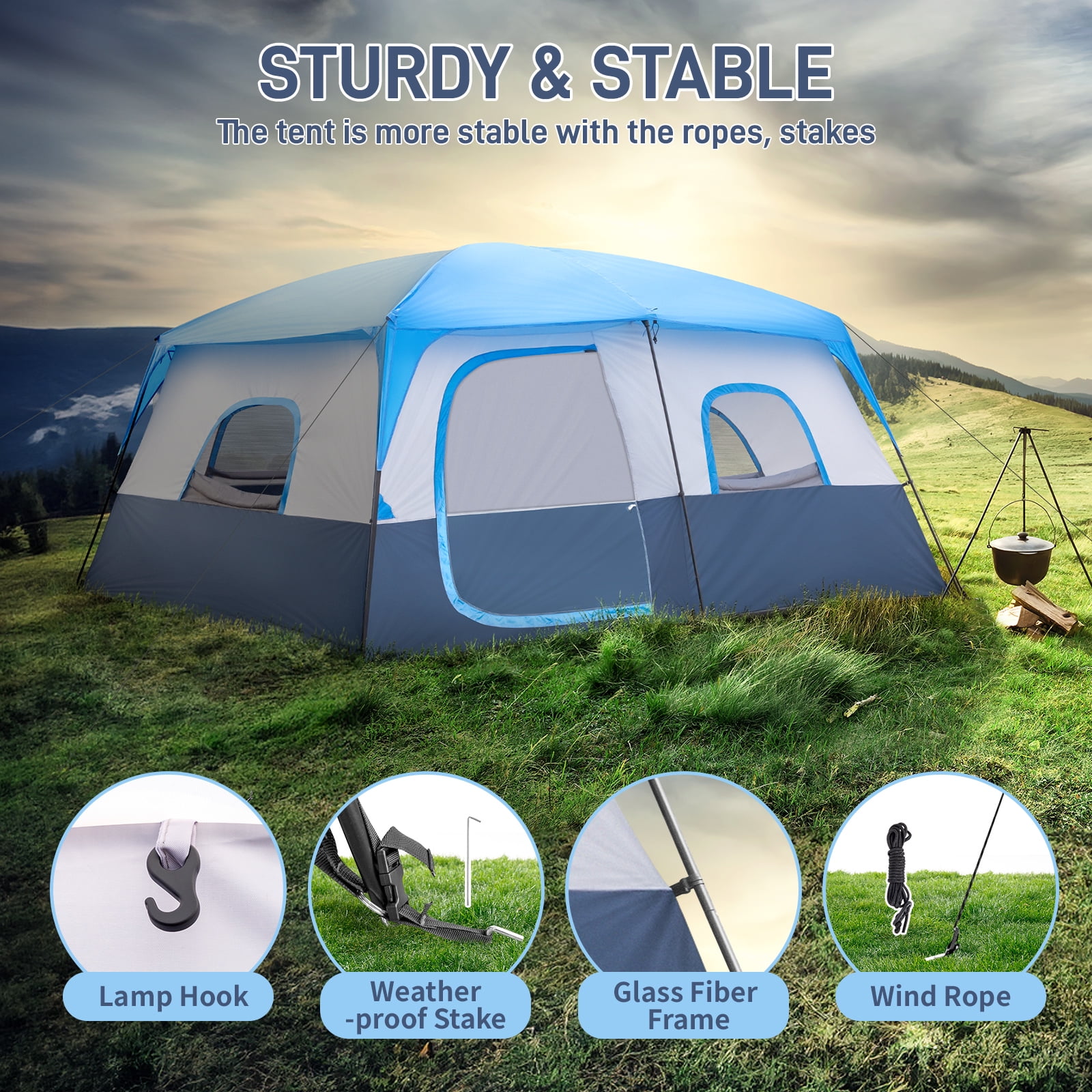 Ktaxon 14-Person Family Tent with Organizer for Camping Gear Portable Cabin Tent with Spacious Interior and Carry Bag