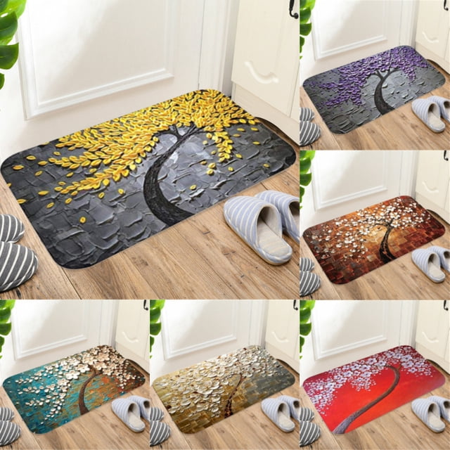 Fiudx Felpudo Rectangular Antideslizante, Diseño de Franela Colorida, Superficie Lisa, Versátil para Dormitorio, Cocina, Baño, Decoración Festiva, Tamaño 60 X 40 Cm, Fácil de Limpiar.
