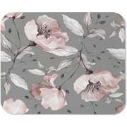 Yeuss Flower Rose Mouse Pad Rectangular Non-Slip Mousepad, Pattern with Spring Flowers and Leaves Floral Pattern