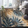 thumbnail image 4 of Area Rugs Indoor Non-Slip Rectangle Rug 4x6 Ft Retro Palm Leaf Blue Brown Tropical Plants Rug Rubber Backing Floor Mats Non Shedding Home Decor Carpet for Entryway Living Room, 4 of 8
