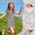 thumbnail image 5 of ZIATUBLES Lavender Yellow Floral Print Girls Jumpsuit Summer Casual Romper Flutter Sleeves One-Piece Playsuit Elastic High Waist Kids Outfit with Pockets for 7-8 Y, 5 of 6