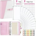 thumbnail image 2 of Multifunctional A6 Budget Binder with 12 Clear Zip Pockets and 12 Budget Sheets PU Cash Envelopes Portable Envelopes Organizer for Budgeting and Money Saving, 2 of 11