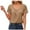 Brown, variant on Summer Tops For Women Dressy Short Sleeve Button Scoop Neck Pleated Front T Shirts Loose Fit Tunics Blouse