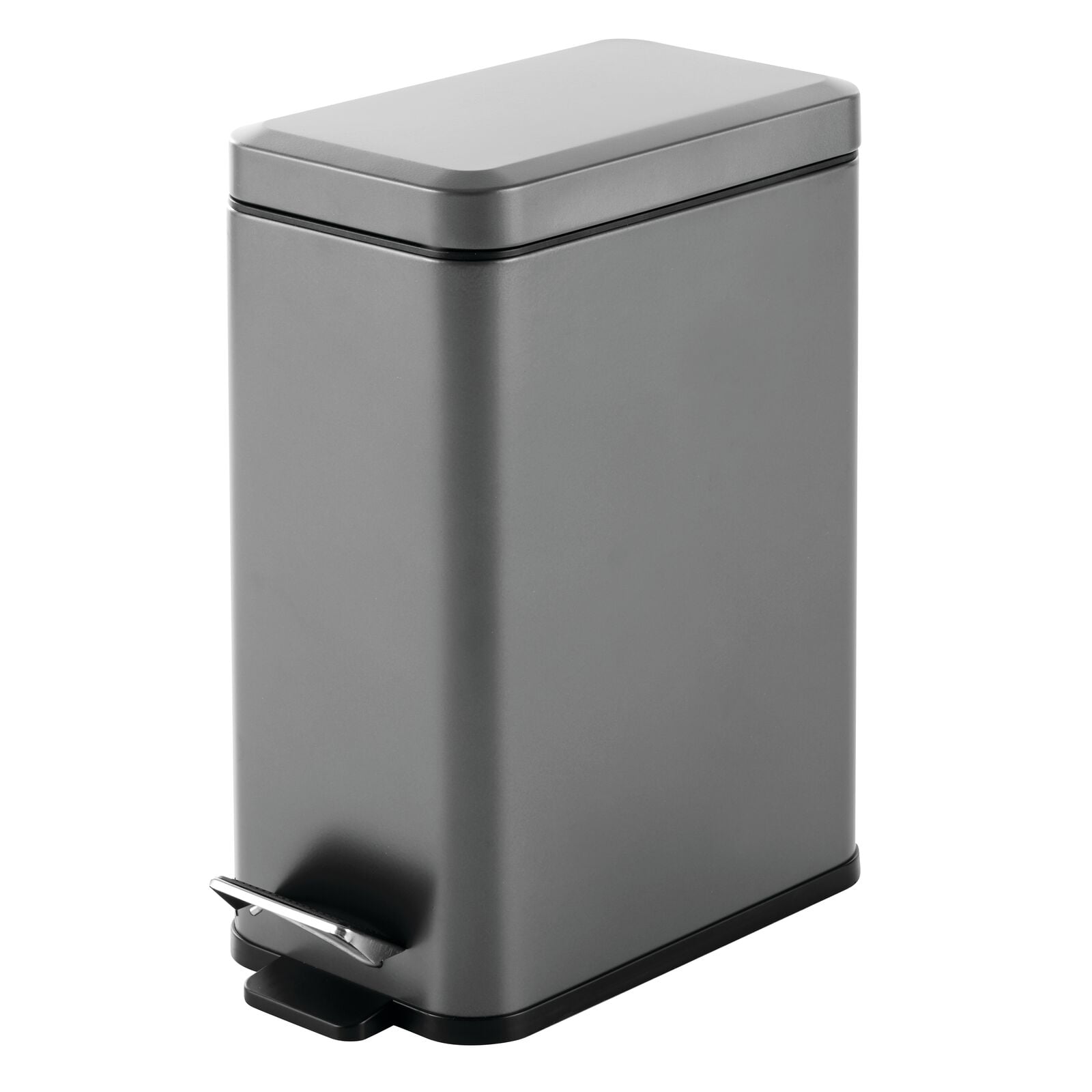 mDesign 2.6 Gallon Rectangular Steel Step Trash Can Wastebasket