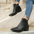 thumbnail image 4 of Women's Ankle Boots Low Chunky Stacked Heel Work Booties Comfortable Round Toe Classic Slip on Dress Shoes, 4 of 7