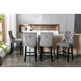 thumbnail image 4 of Set of 2 Velvet Dining Bar Chairs Contemporary Velvet Upholstered Barstools with Button Tufted Decoration and Wooden Legs, Luxury Tufted Back with Nailed Trim and Back Ring Pull, 4 of 8