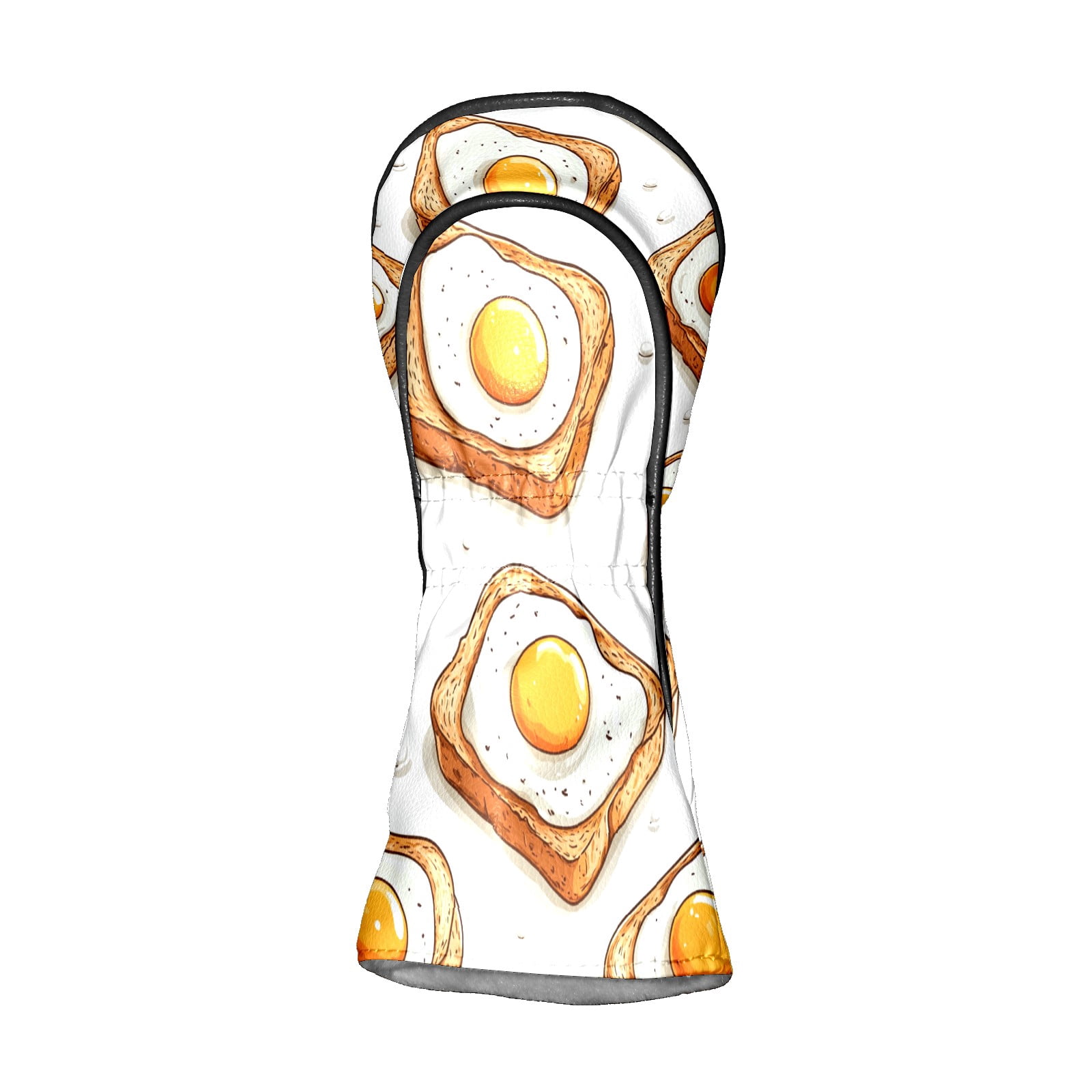 Golf Club Covers PU Leather Waterproof Head Covers for Fairway Woods Hybrids Fried Egg Pattern Unisex Fits Most Brands