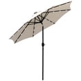 thumbnail image 1 of Outsunny 9ft Solar Patio Umbrella with LED Lights Tilt Canopy, Cream White, 1 of 10