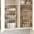 thumbnail image 3 of 3-Tier Lazy Susan, Rotating Spice Rack, Spinning Organizer, Industrial Turntable Spice Rack for Cabinet, Kitchen Countertop, Pantry, White and Gold SR23DW, 3 of 8