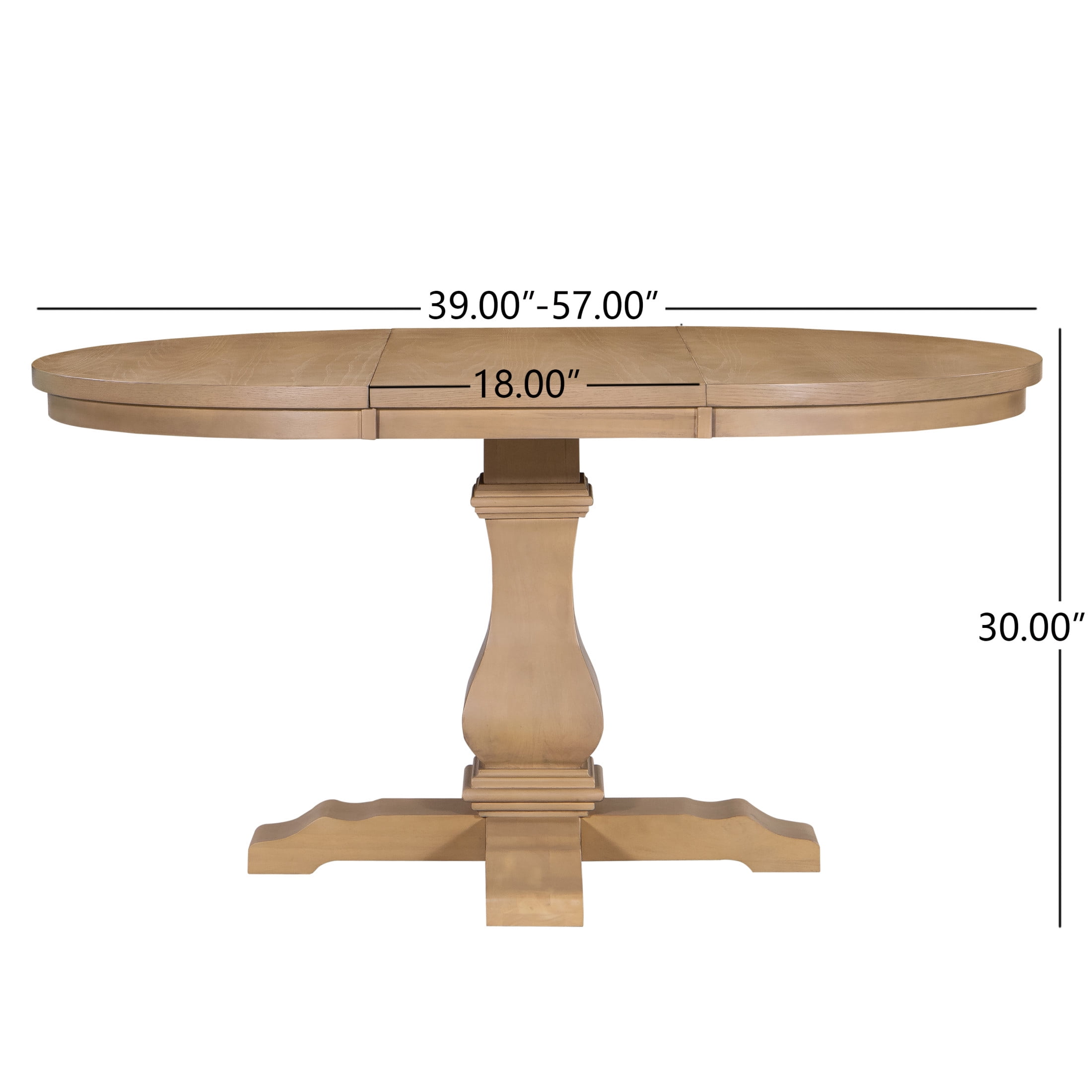 Christopher Knight Home 57" Oval Extendable Dining Table with Pedestal Base, Rustic Farmhouse Style, Light Natural