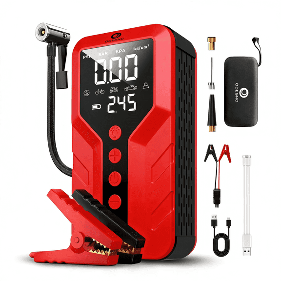ODEGNC 6000A Heavy Duty Car Jump Starter with Air Compressor 150PSI, 25000mAh 12V Battery Booster for Truck SUV