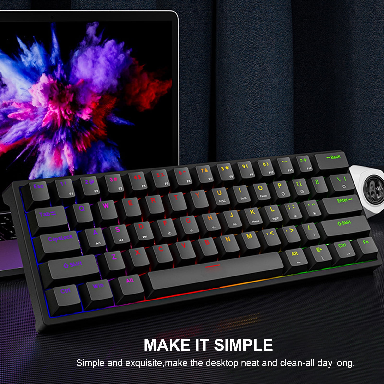 AuroraX Gaming Keyboards for Computers RGB Backlit Keyboards with Mechanical Feel,Wired Connection,Adjustable Backlight,Durable ABS Keycaps for Gaming Gear Black