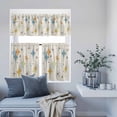 thumbnail image 6 of 3 Piece Kitchen Curtains and Valances Set Blue Yellow Diamond Cafe Curtains 24 Inch Length Modern Geometric Middle Century Beige Valance & Tier Curtain for Living Room Bedroom 54"x18"+27"x24"*2, 6 of 6