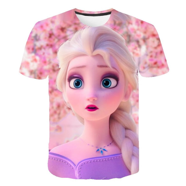 Anna Elsa Camiseta para niños Niños para niñas Niños Camisetas para niños Niño Bebé Niño Camiseta de dibujos animados Tops Ropa corta 2 3-14Years13T Gao Jinjia LED