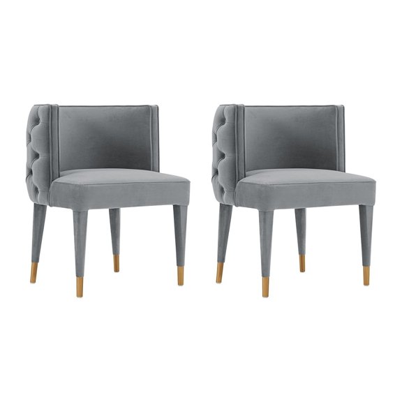 Modern Maya Tufted Velvet Dining Chair in Nude - Set of 2