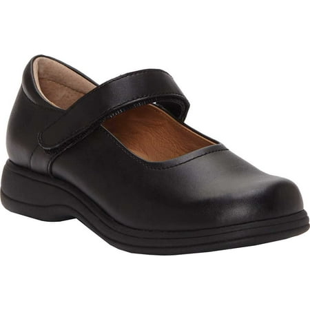Girls' First Semester Leapa Mary Jane Black Coated Leather 3 W