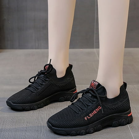 

Ykohkofe Sneaker For Women Casual Shoes Knit Detail Sport Shoes Mesh Lace Up Running Shoes