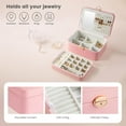 thumbnail image 3 of Lolalet 2 Layer Jewelry Box for Teen Girls & Young Women, Jewelry Organizer Case with Round Clasp and Mirror for Earrings Rings Necklaces Storage, Gift Idea -Pink, 3 of 6