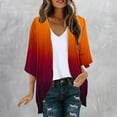 thumbnail image 2 of Meichang Light Cardigans for Women Summer Chiffon Kimono Gradient Print Open Front Cardigan 3/4 Sleeve Cardigan for Women Loose Beach Wear Cover Up Blouse Top, 2 of 6