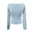 thumbnail image 4 of UoCefik Yellow Long Sleeve Shirt Girls Fall Fitted Crop Tops Casual Round Neck Trendy Basic Tshirts Fashion Y2k Clothes Sky Blue M, 4 of 5