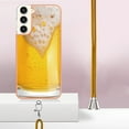 thumbnail image 3 of for Samsung Galaxy S23 Crossbody Strap Phone Case, Anti-Fall Pattern Clear Design Transparent Soft & Flexible TPU Drop and Shockproof Protective Cover with Adjustable Nylon Neck Strap, Draft Beer, 3 of 7