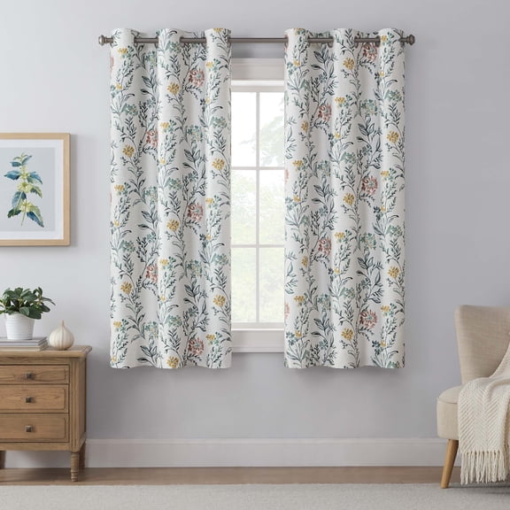 Eclipse Claire Magnitech 100% Blackout Curtain, Grommet Window Curtain Panel, Seamless Magnetic Closure for Bedroom, Living Room or Nursery, 63Â in long x 37 in wide, (2 Panels), Multi