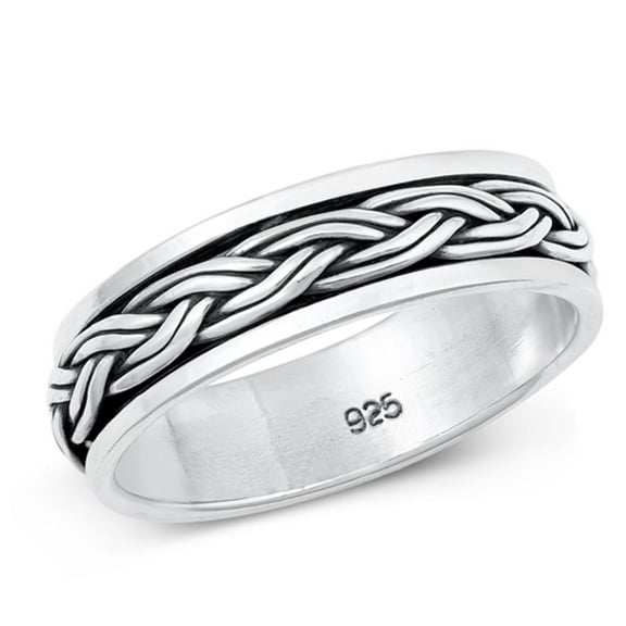 Beautiful Celtic Braid Spinner Ring .925 Sterling Silver Band Jewelry Female Male Unisex Size 7