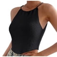thumbnail image 1 of Timegard Womens Tank Tops Eyelet Halter Neck Sleeveless Keyhole Back Top Solid Color Fashion Blouses, 1 of 5