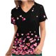 thumbnail image 1 of Fiudx Ofertas Flash Del Día Blusa de Manga Corta con Cuello En V para Mujer, Uniforme, Blusa con Bolsillos Estampados para El Día de San Valentín, 1 of 4