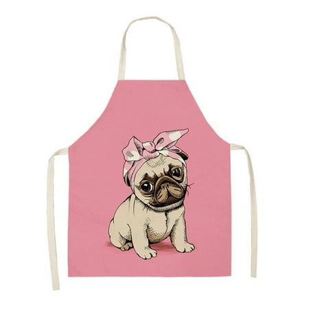 

Adult Cotton And Linen Apron Animal Series Printed Apron Household Cleaning Coverall Sausage Dog Apron Parent Child Apron