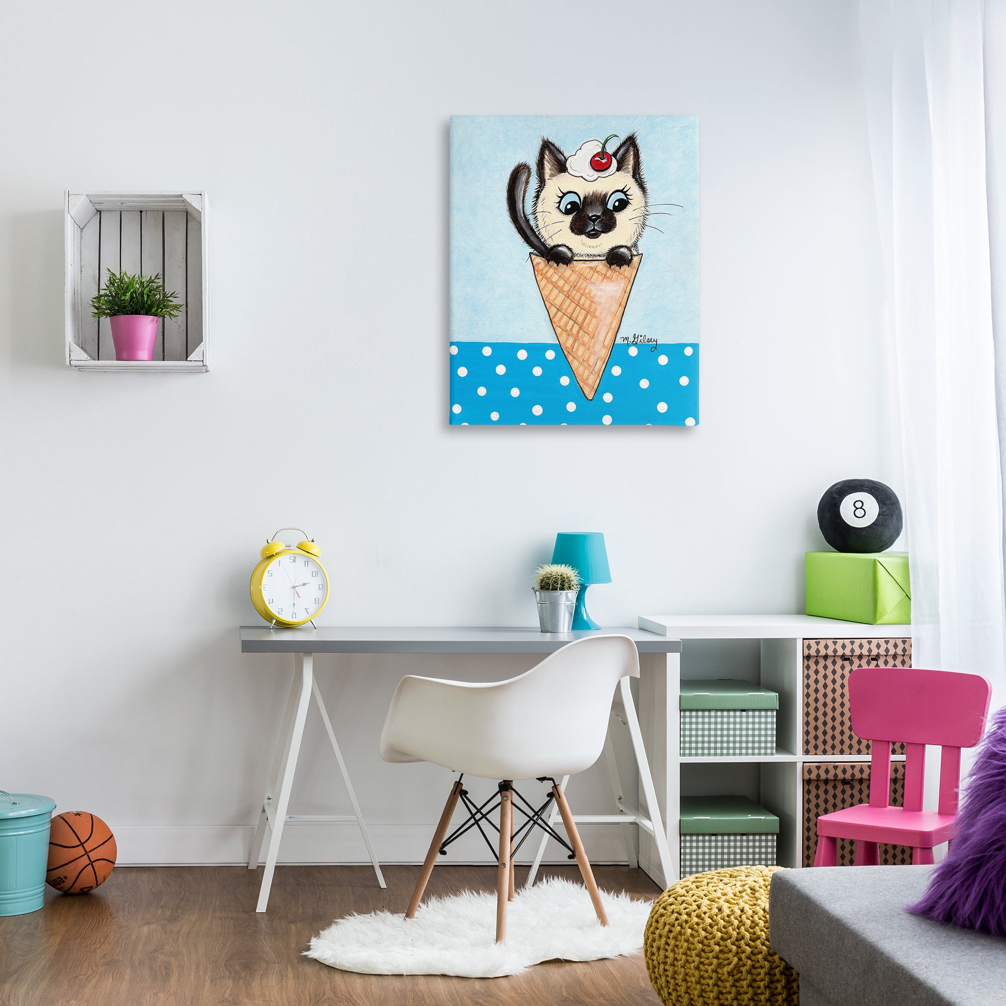 Stupell Industries Kitten Sundae Cone Animals & Insects Painting Gallery Wrapped Canvas Art Print Wall Art, 30 x 40