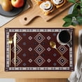 thumbnail image 2 of Brown Boho Placemats Set of 12, Retro Farmhouse Abstract Geometric Ethnic Art Placemats for Dining Table, Place Mats for Kitchen Tabletop, Waterproof Wipeable Dining Table Mats Set, 2 of 9