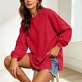 thumbnail image 4 of MYAOYINo Boundaries Cozy Oversized Long Sleeve Tee Women's Side Split Crew Neck Tunic Sweatshirt, 4 of 9