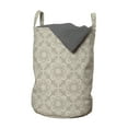 thumbnail image 1 of Vintage Laundry Bag, Classic Motifs Traditional Ornaments Floral Details in Muted Colors Art, Basket with Handles Drawstring Closure for Laundromats, 13" x 19", Dark Eggshell White, by Ambesonne, 1 of 4