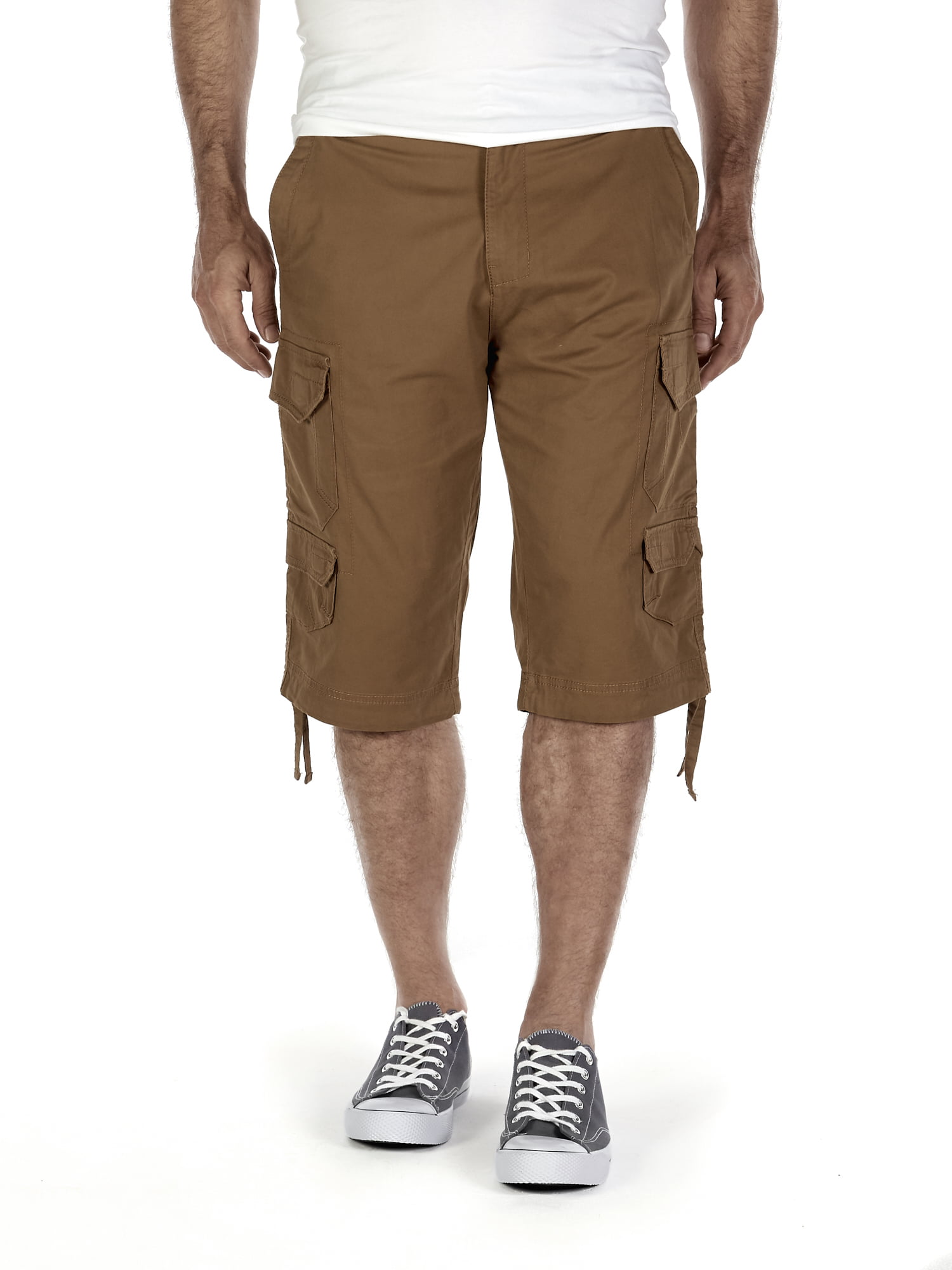 NEW GEORGE MEN'S  CARGO SHORT AT THE KNEE STRETCH  BEIGE FREE SHIPPING 