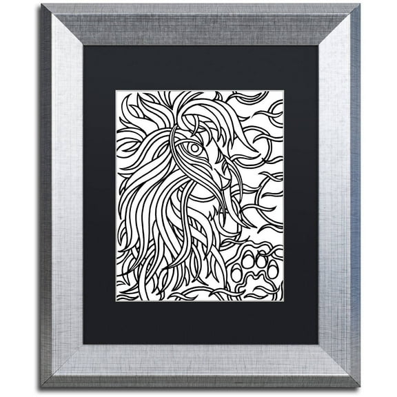 Trademark Fine Art "Lester the Lion" Canvas Art by Kathy G. Ahrens, Black Matte, Silver Frame