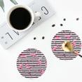 thumbnail image 4 of Lsque Flamingos Pattern 4" Drink Coasters Set of 4, PVC Leather Absorbent Coasters, Table Coaster Set Decorative Coffee Cup Coasters Housewarming Gift -Round Shape, 4 of 6