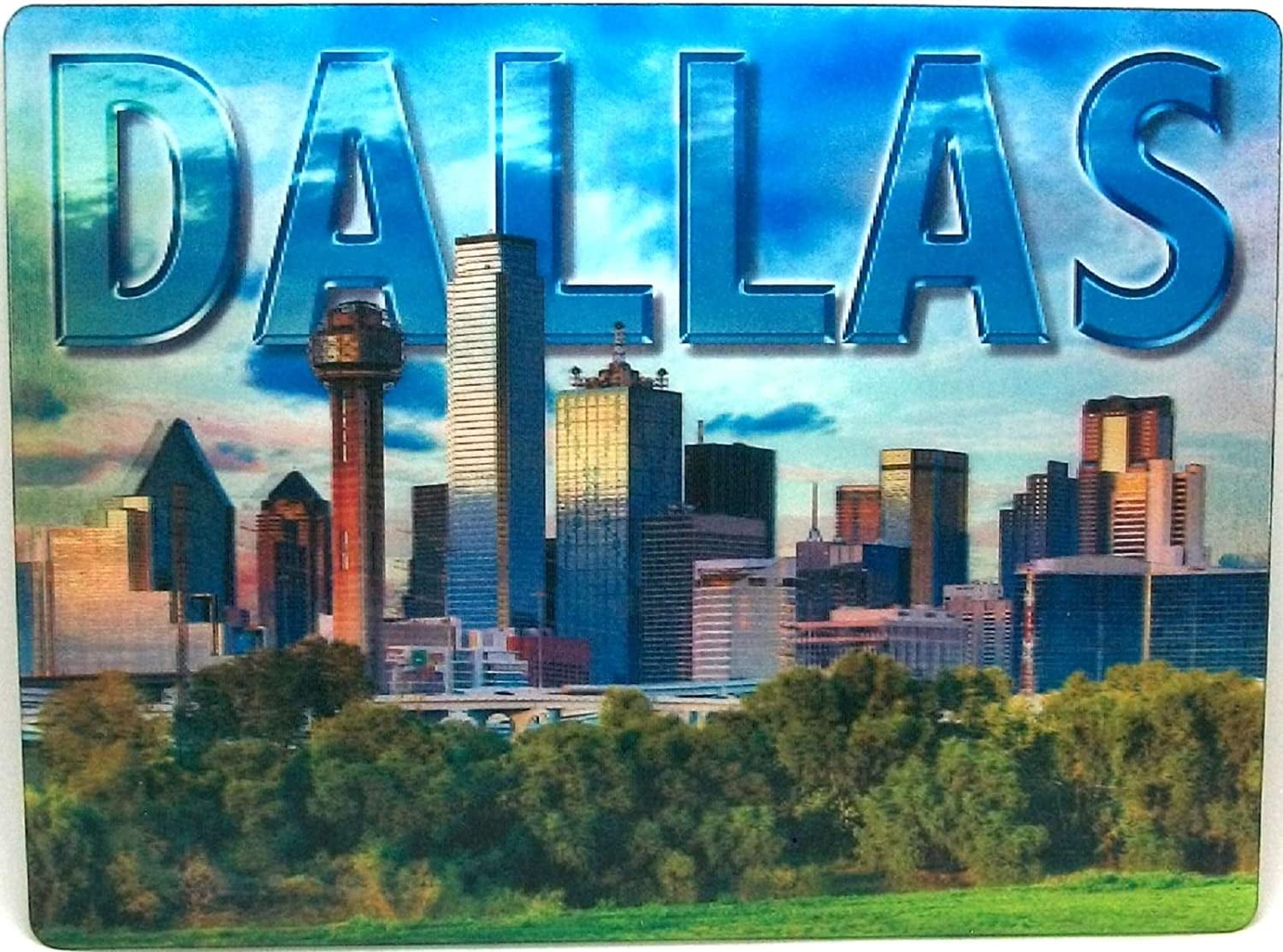 Dallas Texas Skyline with Trees 3D Postcard