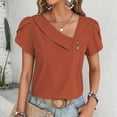 thumbnail image 2 of ZOELNIC Womens Dressy Casual Blouses Asymmetrical V Neck Business Work Tops Petal Sleeve Summer Shirts, M, 2 of 5