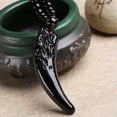 thumbnail image 2 of K-KED Natural Stone Black and Ice Obsidian Pendant Necklace Wolf Tooth Amulets Fashion, 2 of 8
