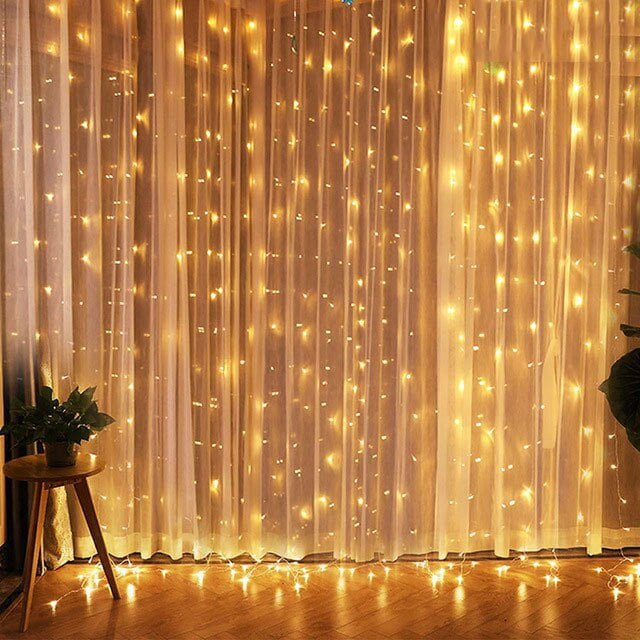 Guirnalda de cortina de luces navideñas, adornos navideños para el hogar, regalos de Navidad Natal, Año Nuevo, 2024