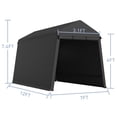 thumbnail image 3 of Lumiparty 7x12 FT Outdoor Storage Shelter Tent, Waterproof Portable Carport with Roll-Up Door & Vents, Storage Shed for ATV, Motorcycle, Bike, Lawn Equipment & Garden Tools, Black, 3 of 9