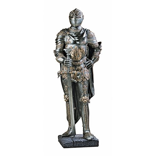 Design Toscano The King`s Guard Medieval Decor Half Scale Knight Armor Gothic Statue, 99 cm, Polyresin, Two Tone Metallic