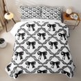 thumbnail image 2 of Erosebridal Cool Girls Bowknot Quilt Full, Princess Cartoon Full Bedspread Sets, White Black, 3 Pieces, 2 of 7