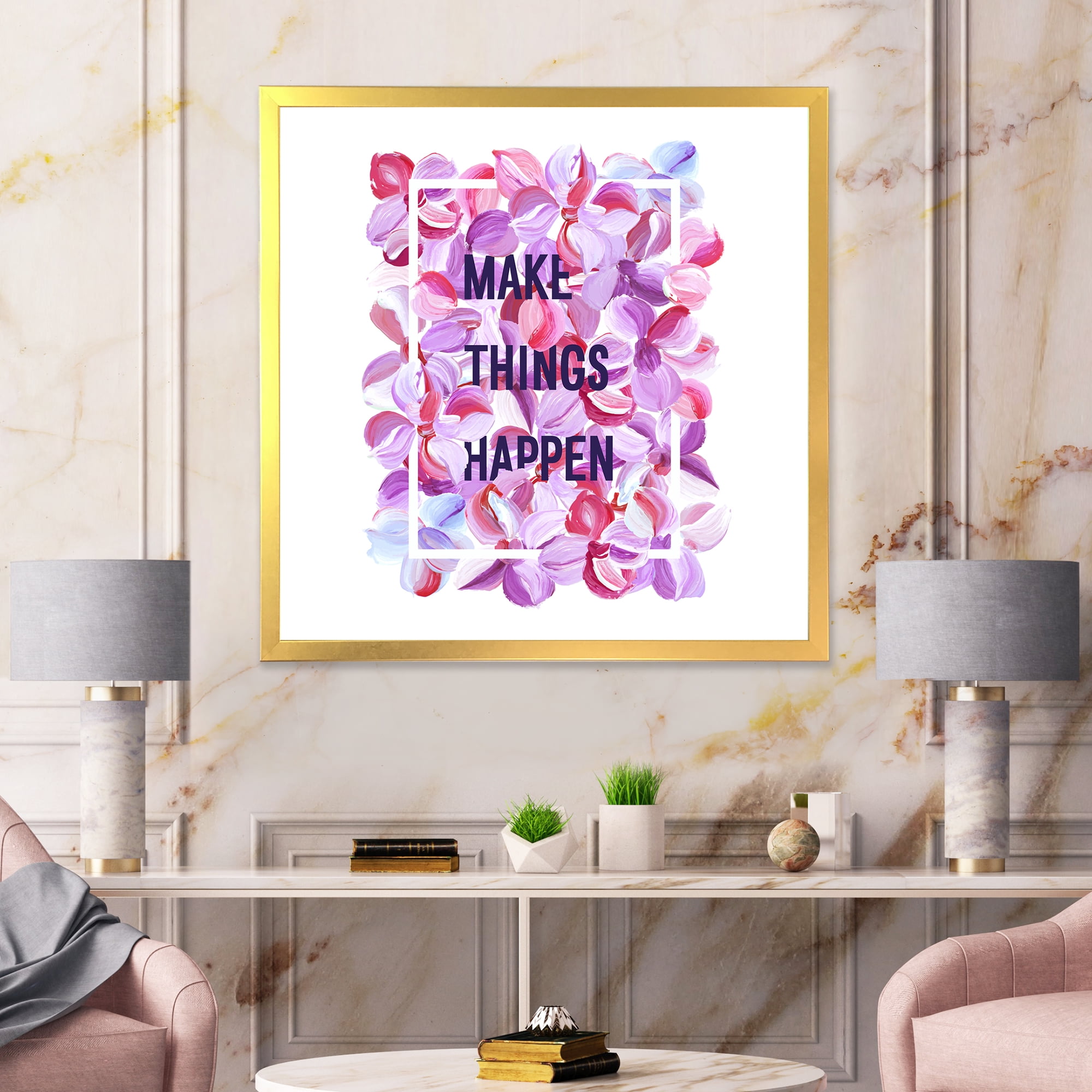 Designart 'Make Things Happen On Purple Flowers' Traditional Framed Art Print